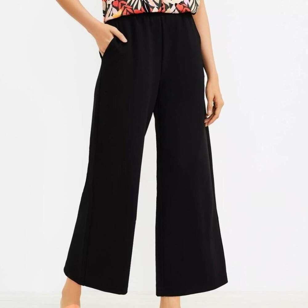 LOFT Wide Leg Black Cropped Pants